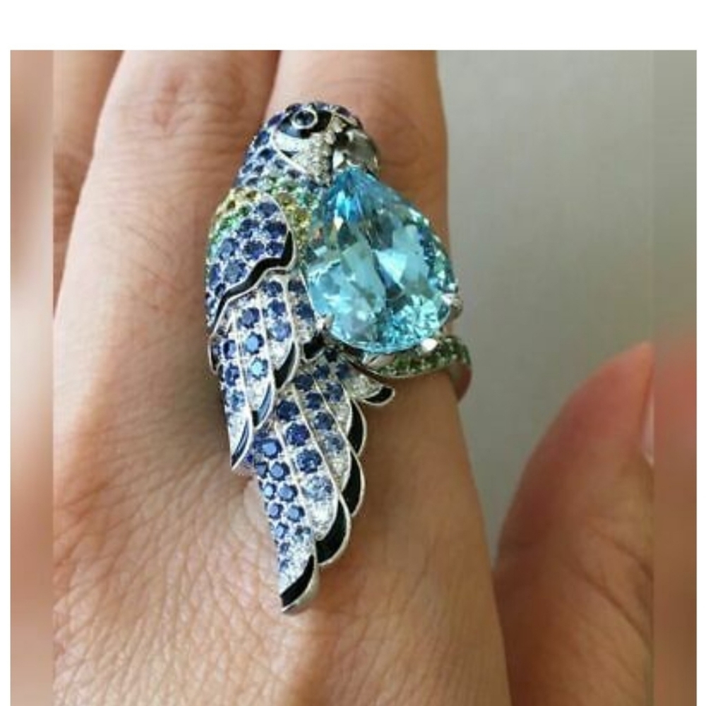 Ladies Large peacock sapphire fashion ring - Picture 9 of 9